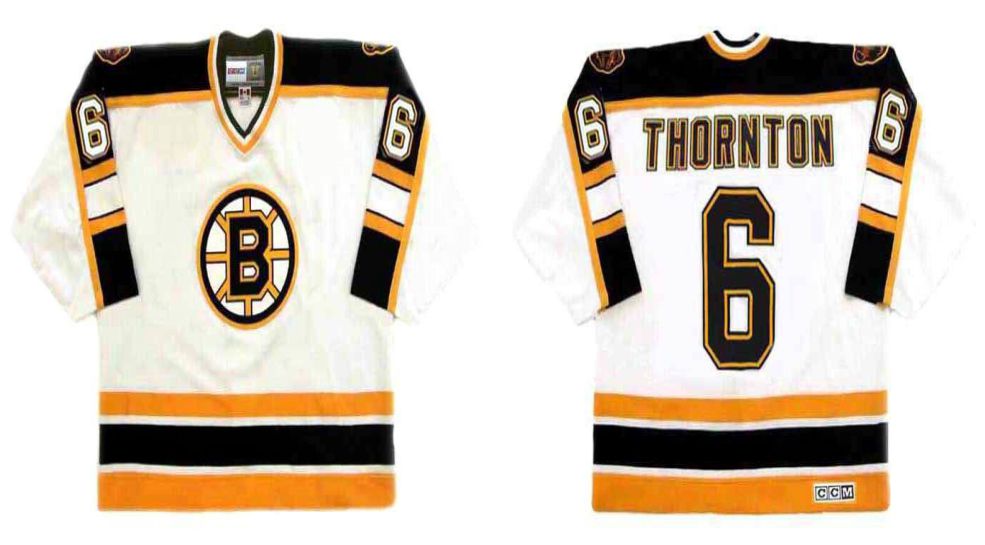 2019 Men Boston Bruins #6 Thornton White CCM NHL jerseys